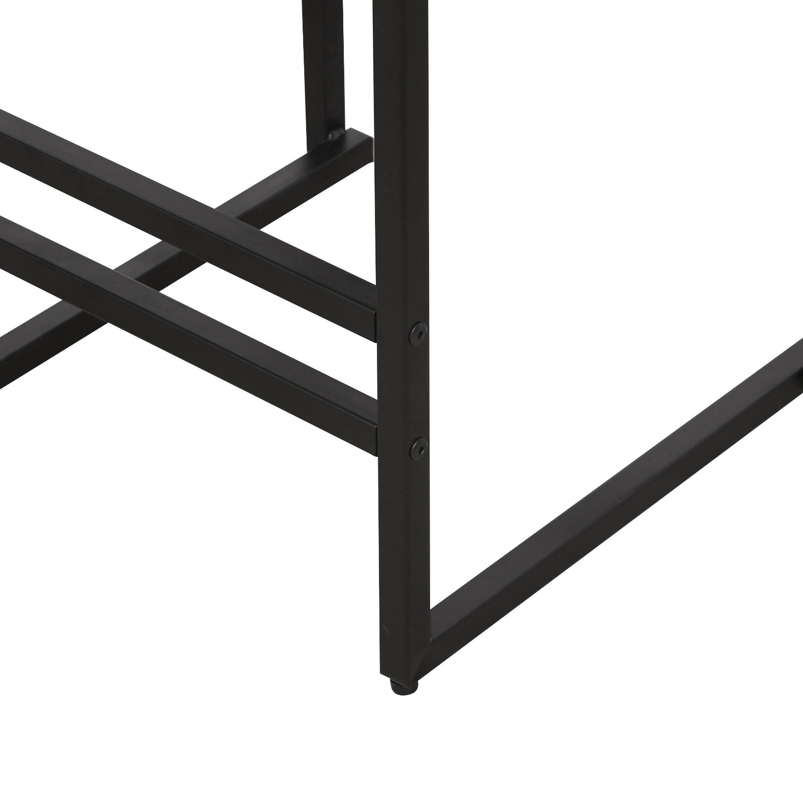 Black Bar Stool Set Of 2 Counter Height PU Leather With Backrest & Footrest