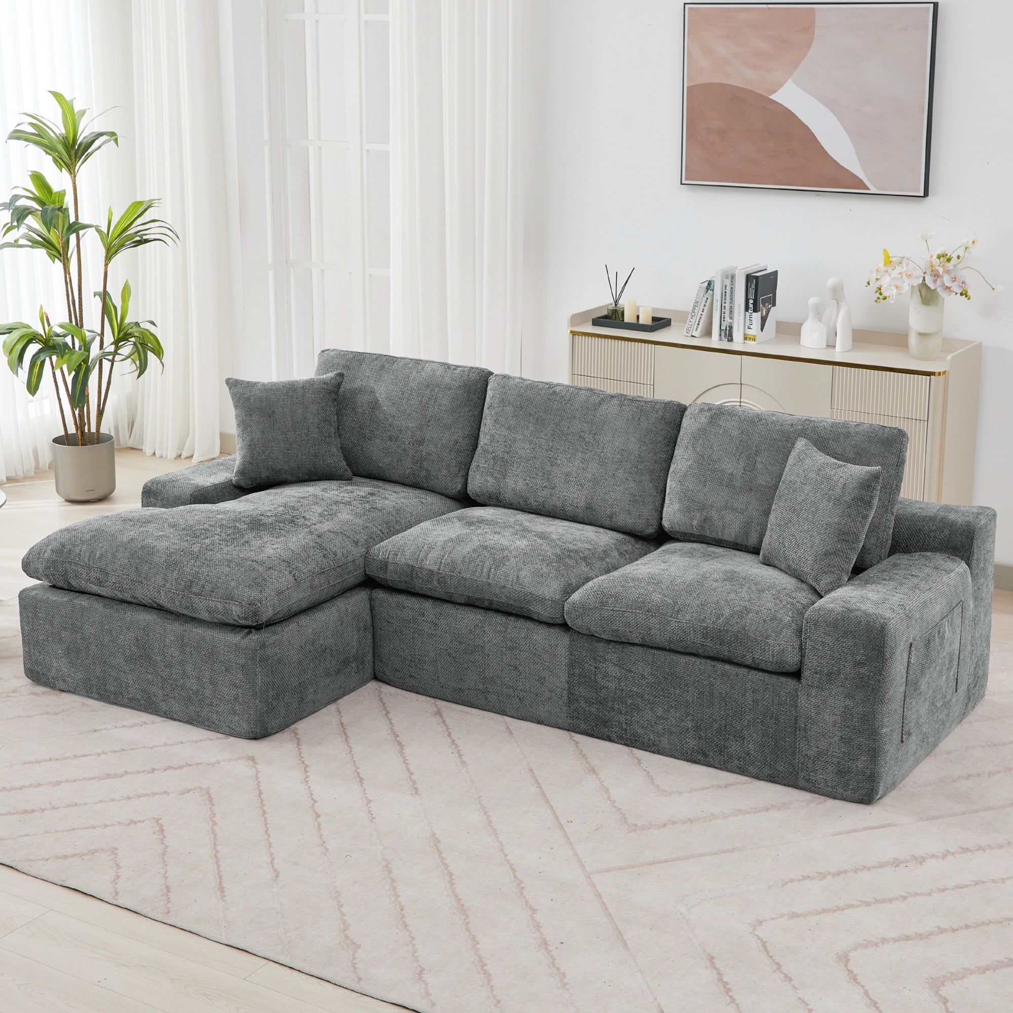 Cloud Sectional Sofa 107.9' Upholstered Sofa Couch with Double-layer