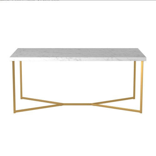 Modern Glam Metal And Faux Marble Coffee Table CJDropshipping
