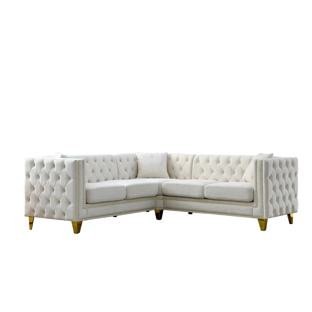 82.2-Inch Velvet Corner Sofa Covers, L-Shaped Sectional Couch, Sangria Beech
