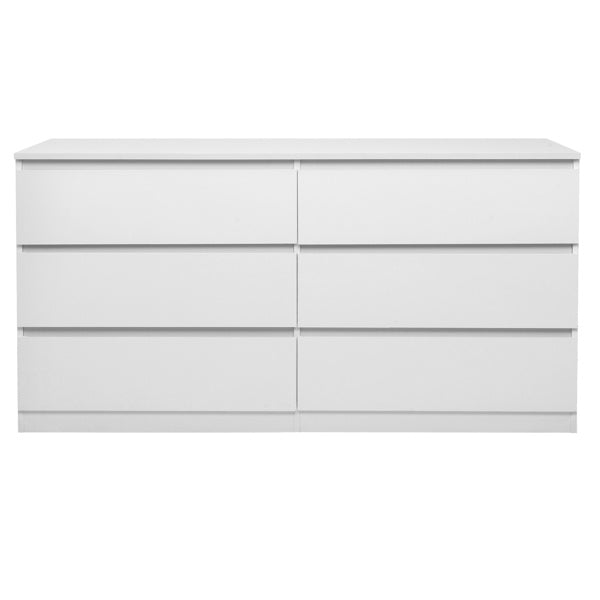 6 Drawer Double Dresser For Bedroom, Wide Storage Cabinet For Living Room Home Entryway, White