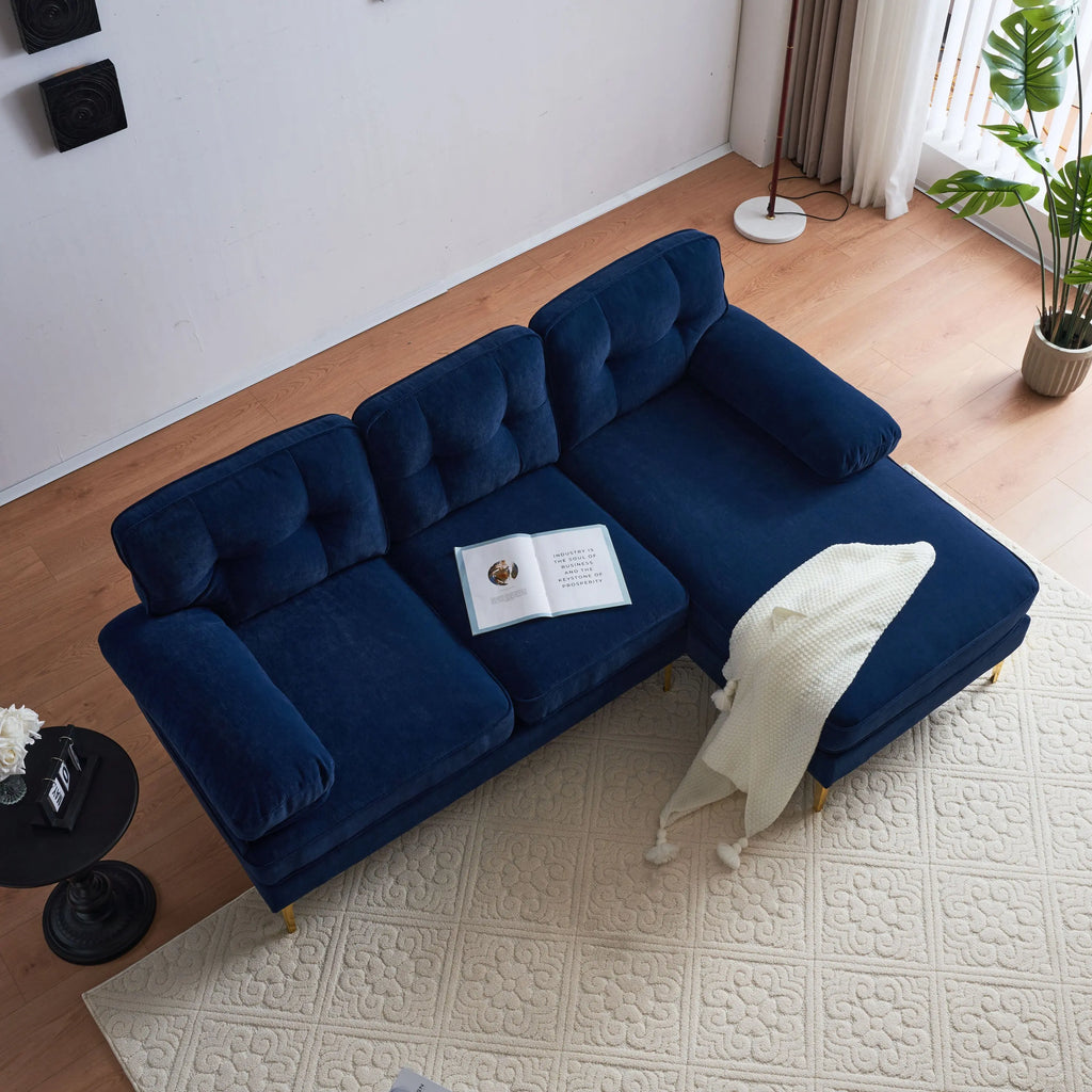 82.6' Modern Sectional Sofas Couches Velvet L Shaped Couches for Sangria Beech