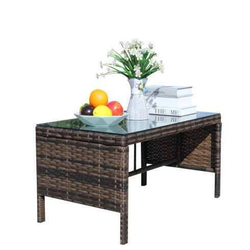 Outdoor Patio Furniture 1 Coffee Table With Clear Tempered Glass CJDropshipping