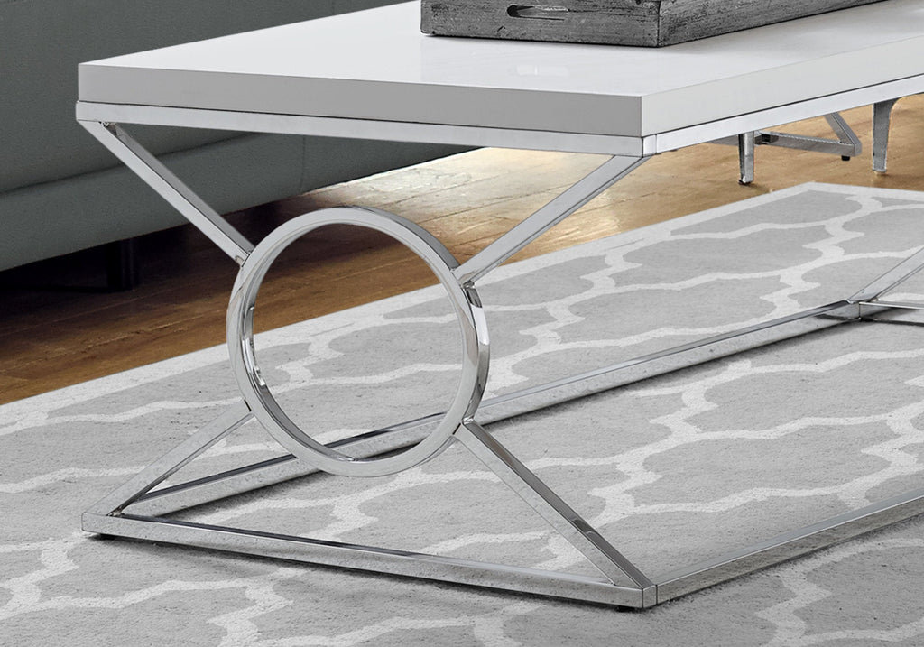 22inches x 44inches x 18.5inches White Metal  Coffee Table