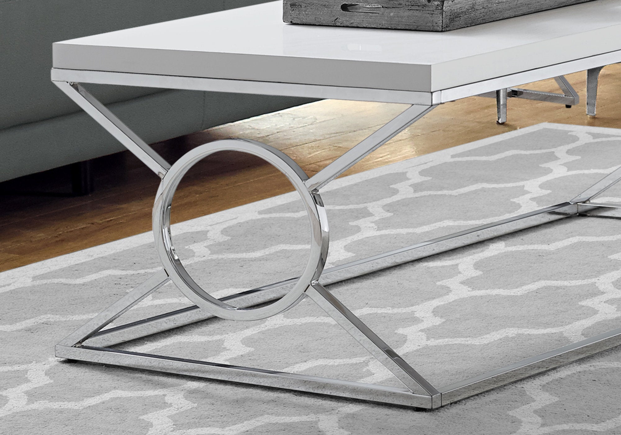 22inches x 44inches x 18.5inches White Metal  Coffee Table