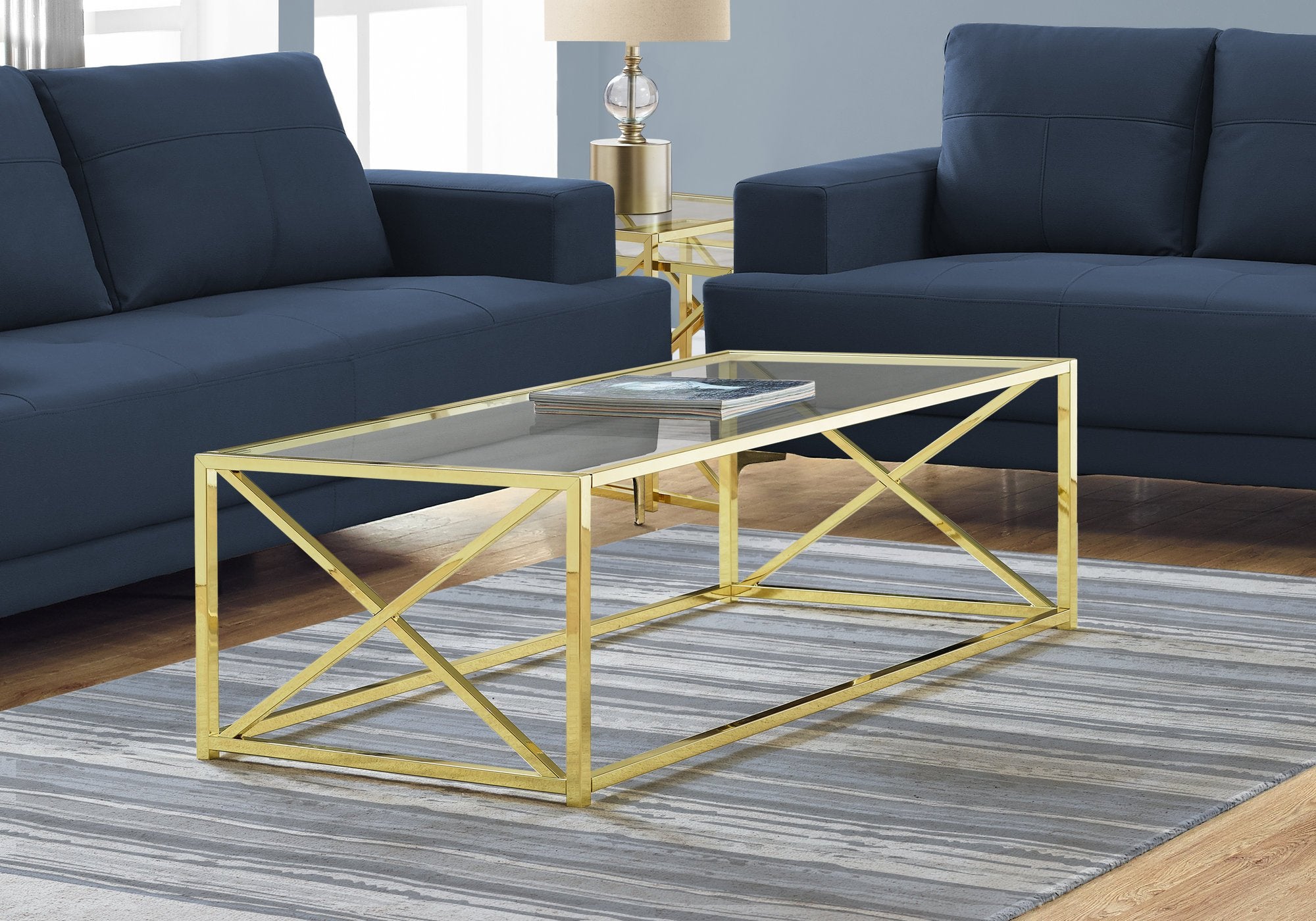 17.25" Chrome Metal and Clear Tempered Glass Coffee Table