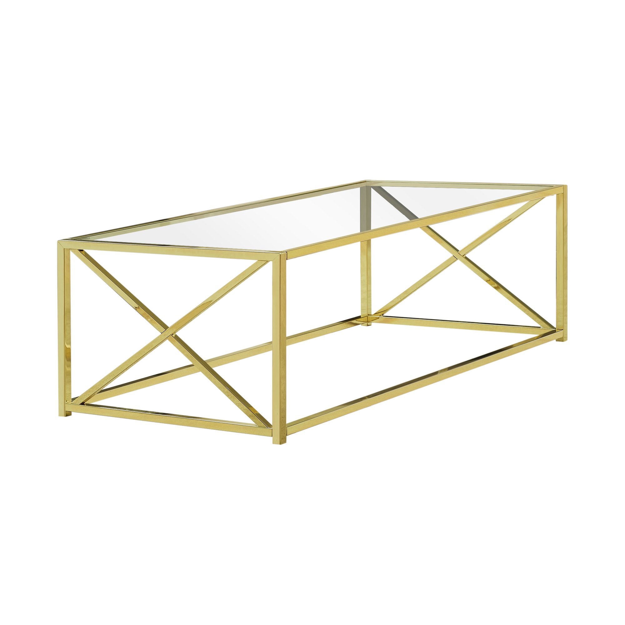 17.25" Chrome Metal and Clear Tempered Glass Coffee Table