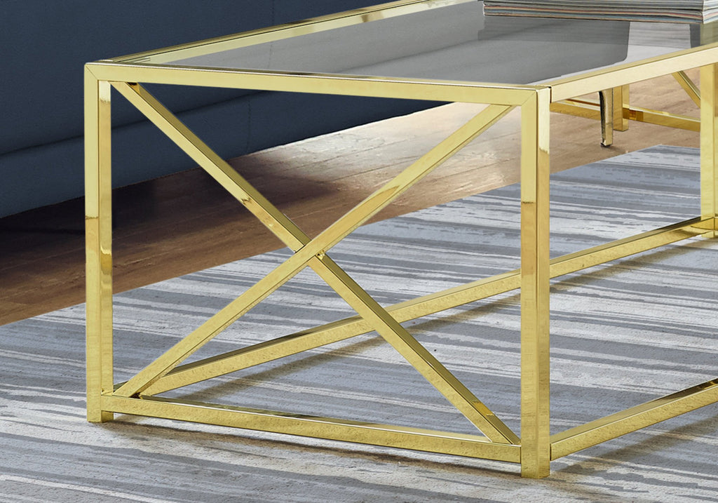 17.25" Chrome Metal and Clear Tempered Glass Coffee Table