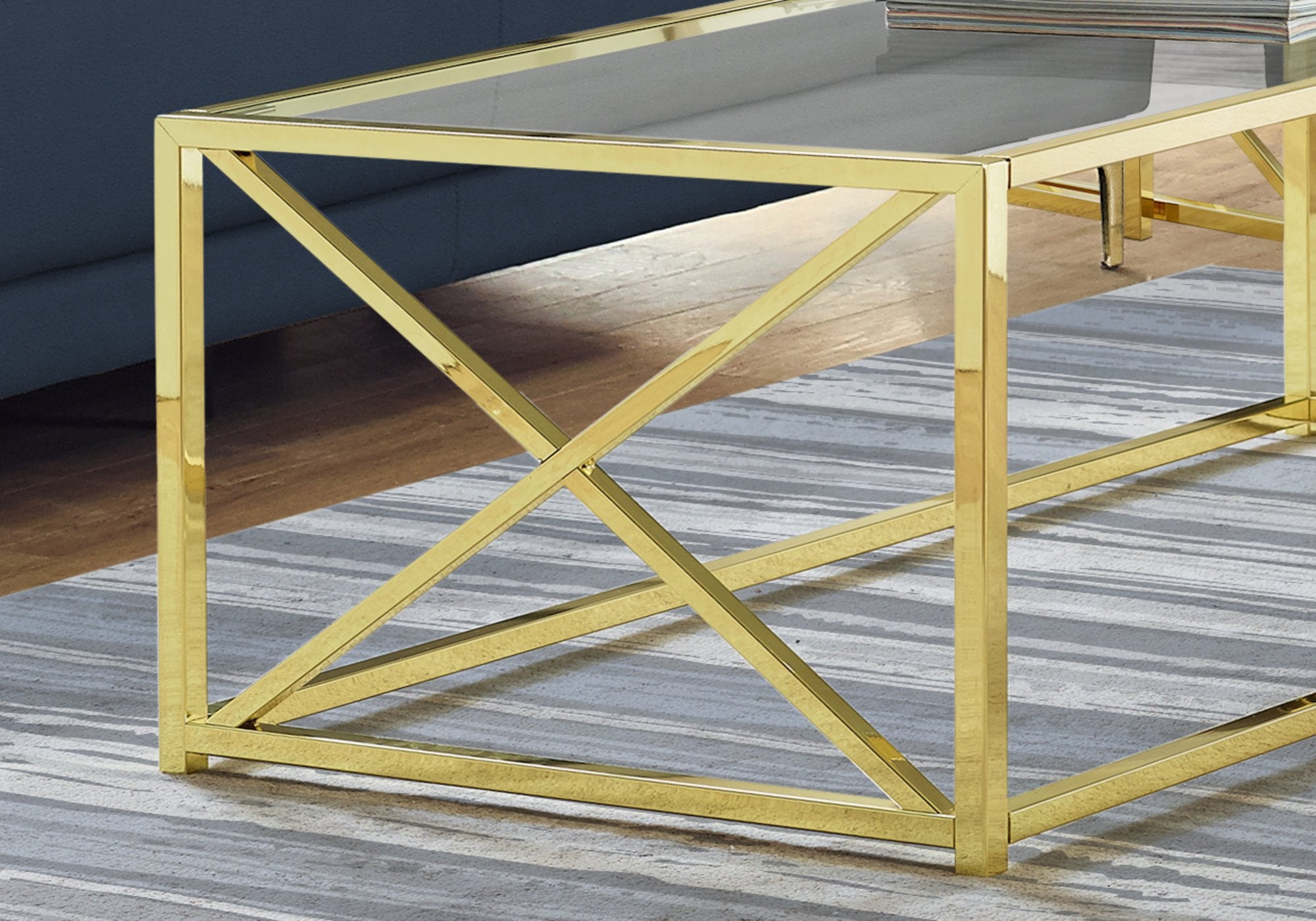 17.25" Chrome Metal and Clear Tempered Glass Coffee Table