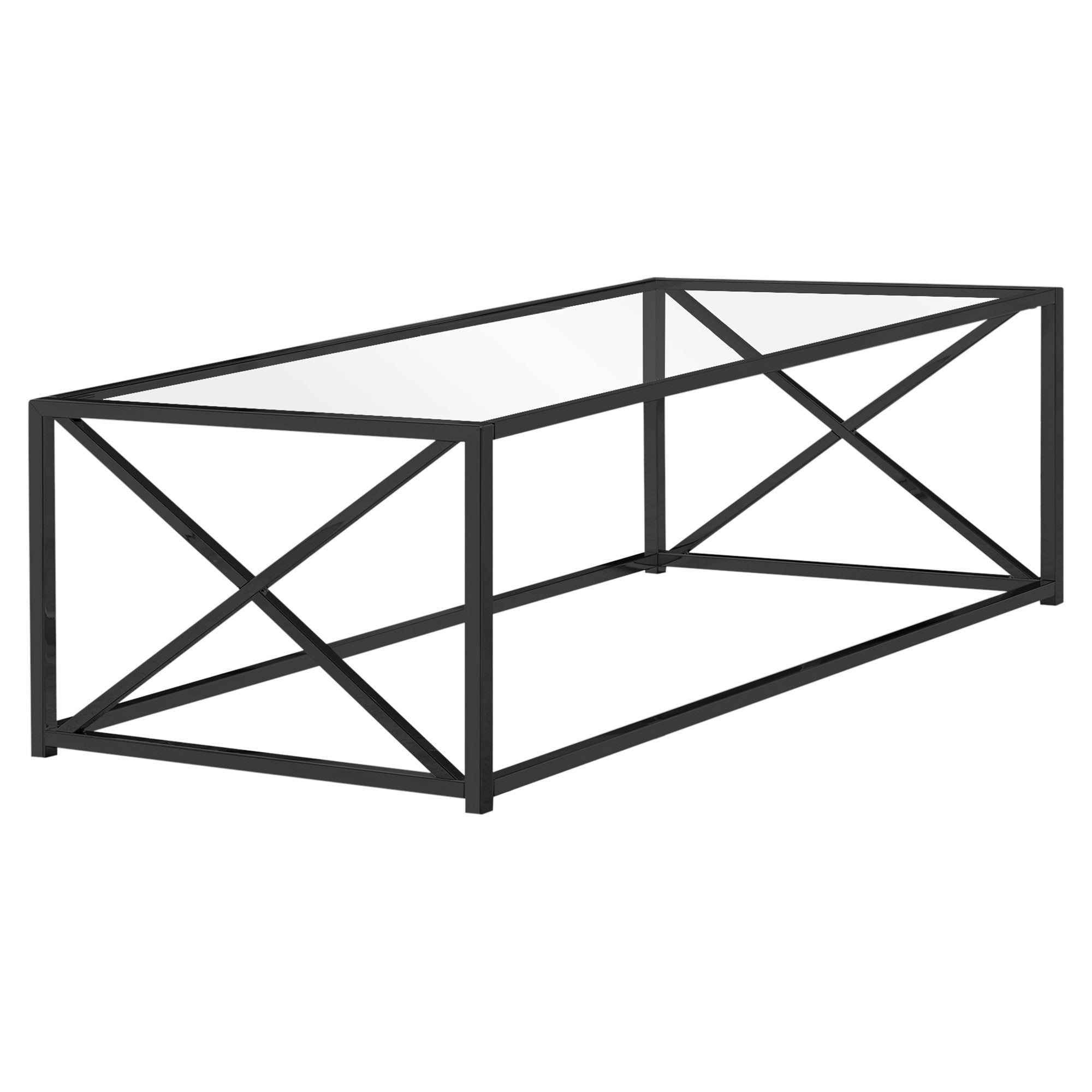 17.25" Chrome Metal and Clear Tempered Glass Coffee Table