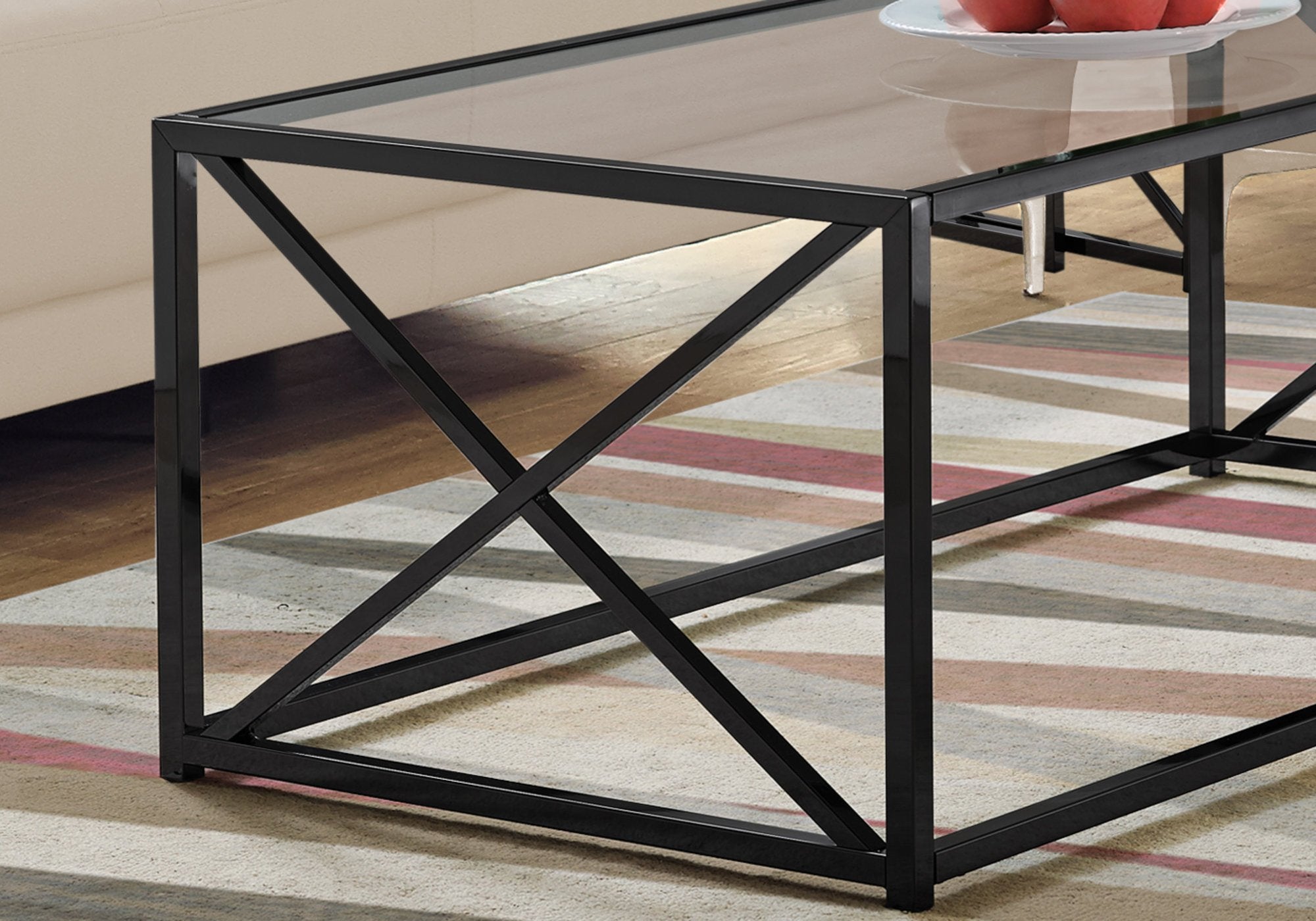 17.25" Chrome Metal and Clear Tempered Glass Coffee Table