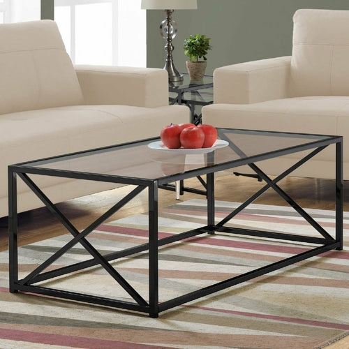 17.25" Chrome Metal and Clear Tempered Glass Coffee Table