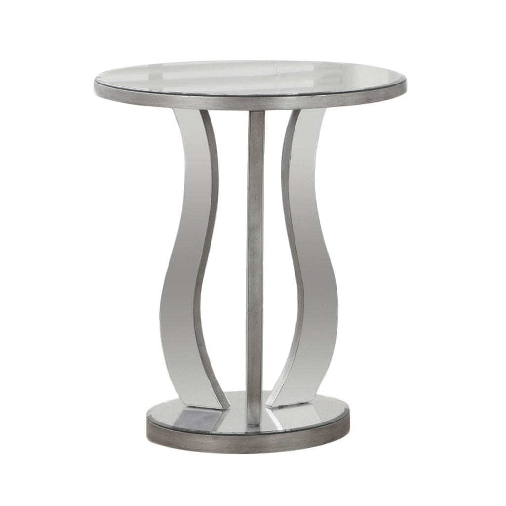 20inches x 20inches x 24inches Silver  End Table with a Mirror Top