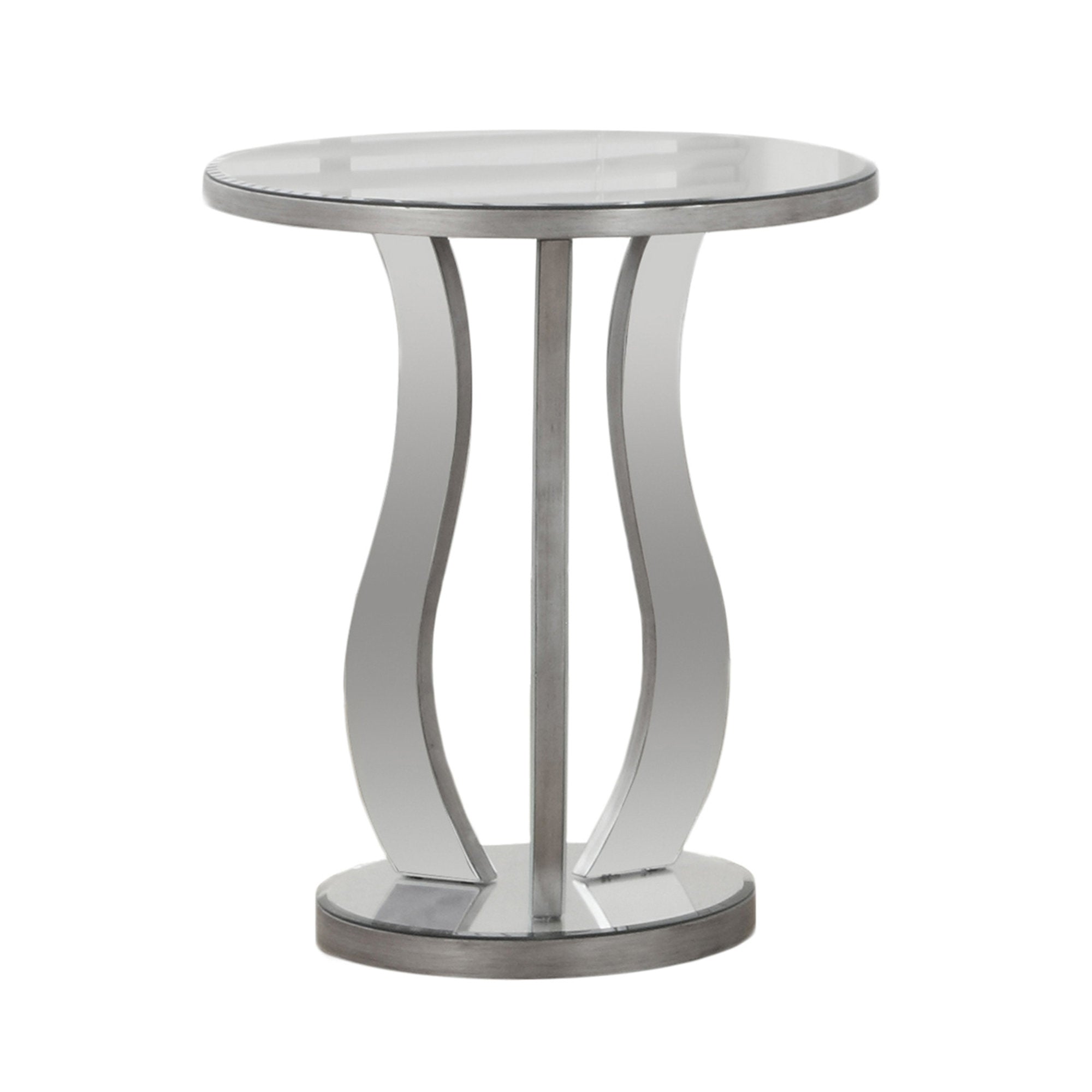 20inches x 20inches x 24inches Silver  End Table with a Mirror Top