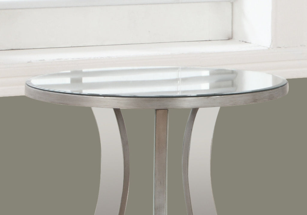 20inches x 20inches x 24inches Silver  End Table with a Mirror Top