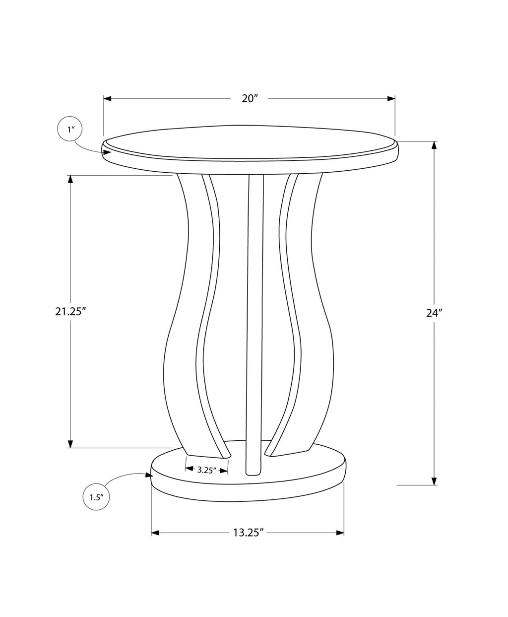 20inches x 20inches x 24inches Silver  End Table with a Mirror Top
