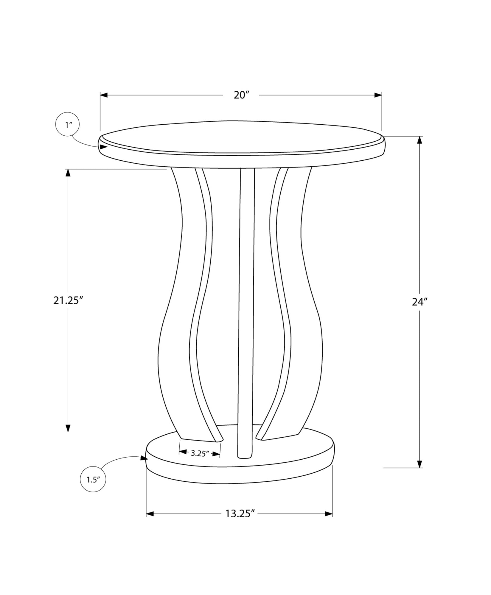 20inches x 20inches x 24inches Silver  End Table with a Mirror Top