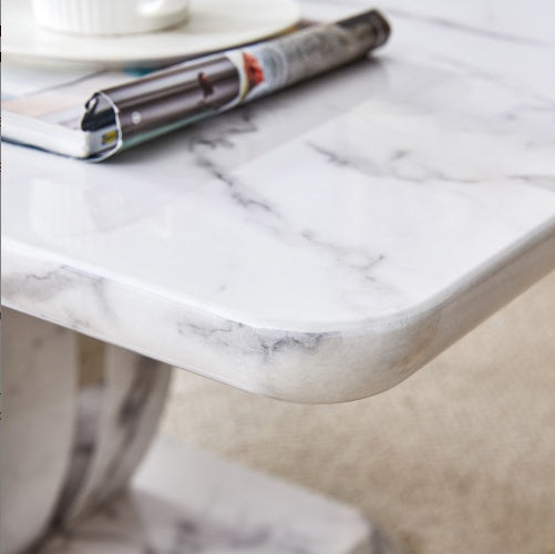 Modern Minimalist Grey Marble Pattern Sticker Pattern MDF Rectangular Coffee Table. Add A Tranquil And Comfortable Atmosphere To Your Home. MDF Coffee Table, Grey Marble Pattern Sticker, Side Table. CJDropshipping
