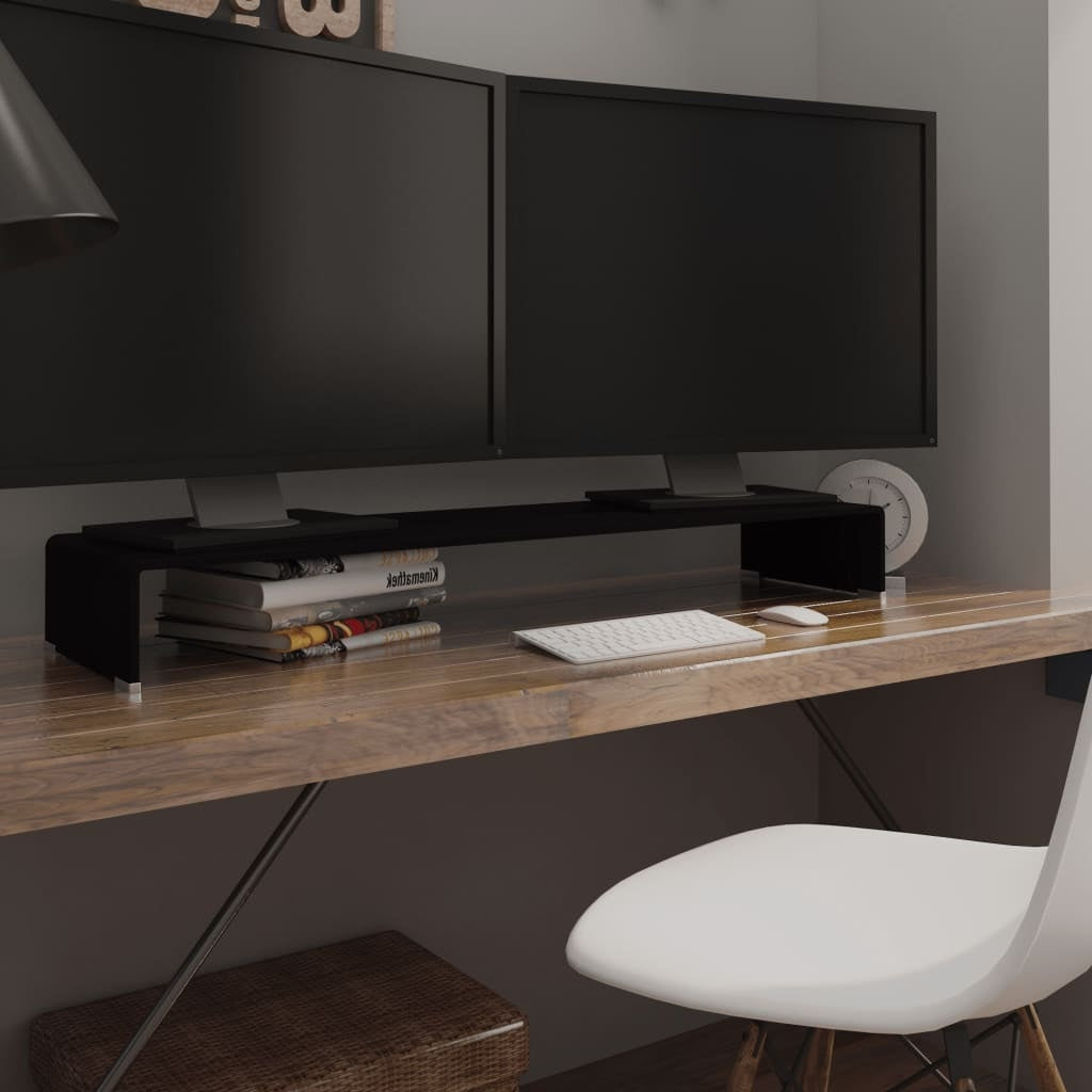 TV Stand/Screen Riser Glass Black 110x30x13 cm
