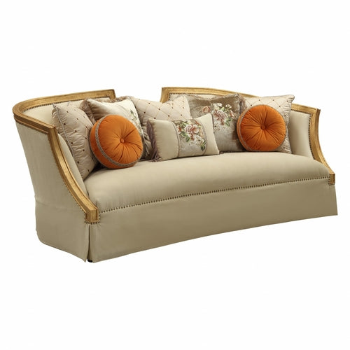 41inches X 92inches X 38inches Fabric Antique Gold Upholstery Wood