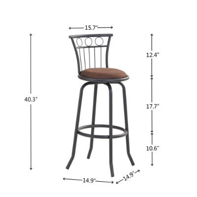 3 Bar Table And Chairs Set For Dining Room Industrial Counter Height Bar Chairs With Metal Back, Fabric Seat