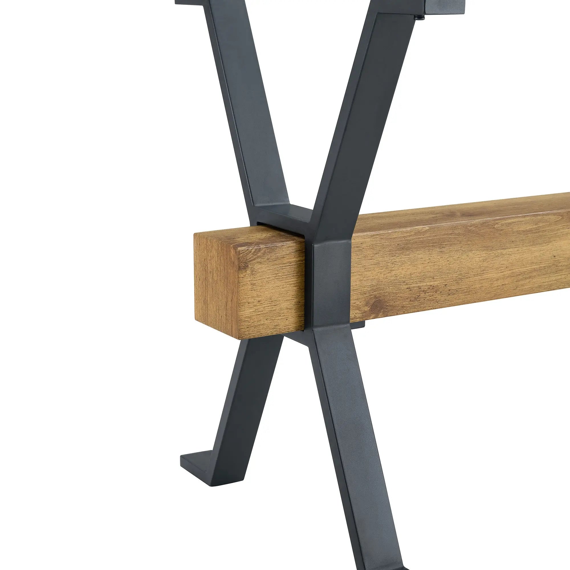 Table and chair set.79'x31.5' with X-shaped Black Metal Table Sangria Beech