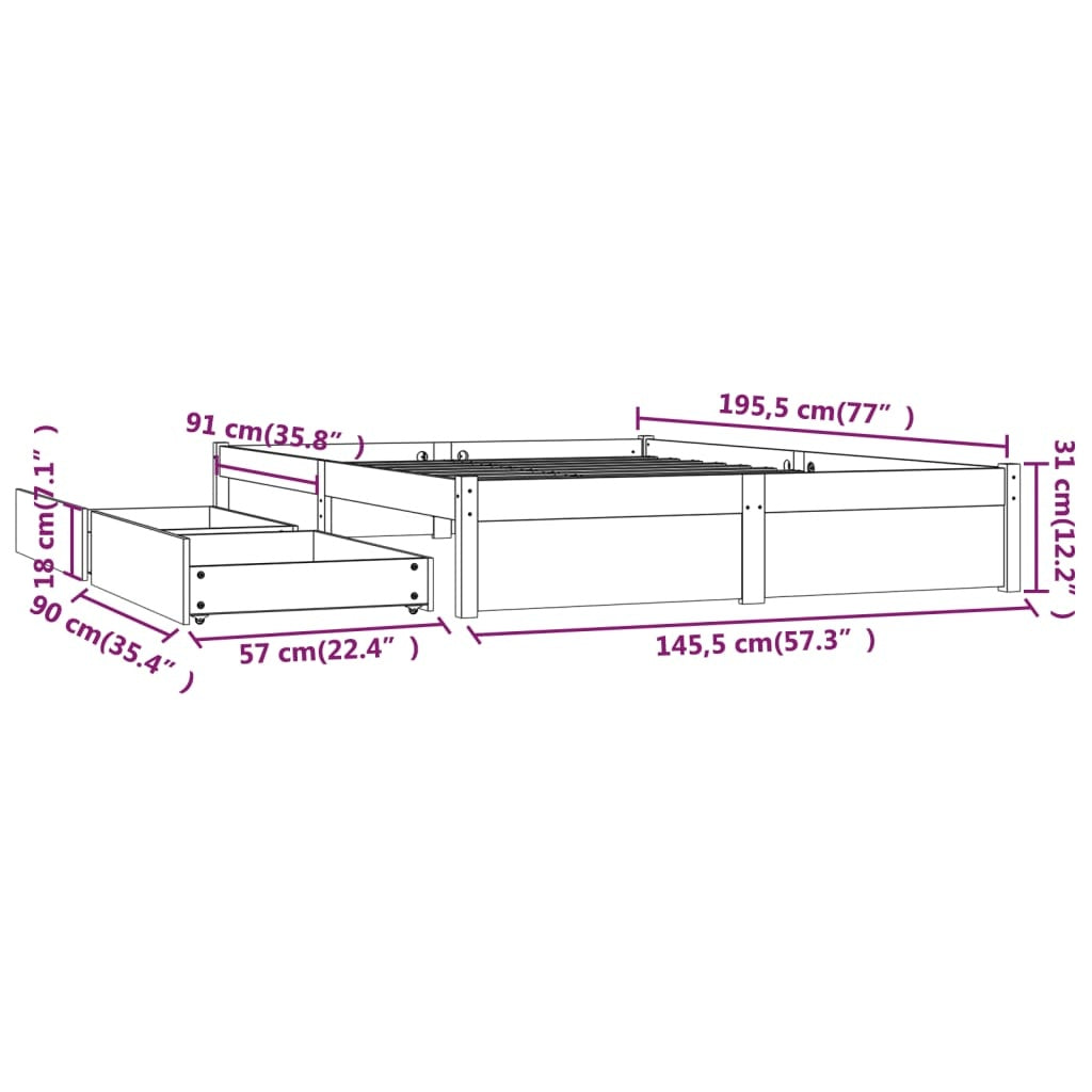 Bed with Drawers 140x190 cm