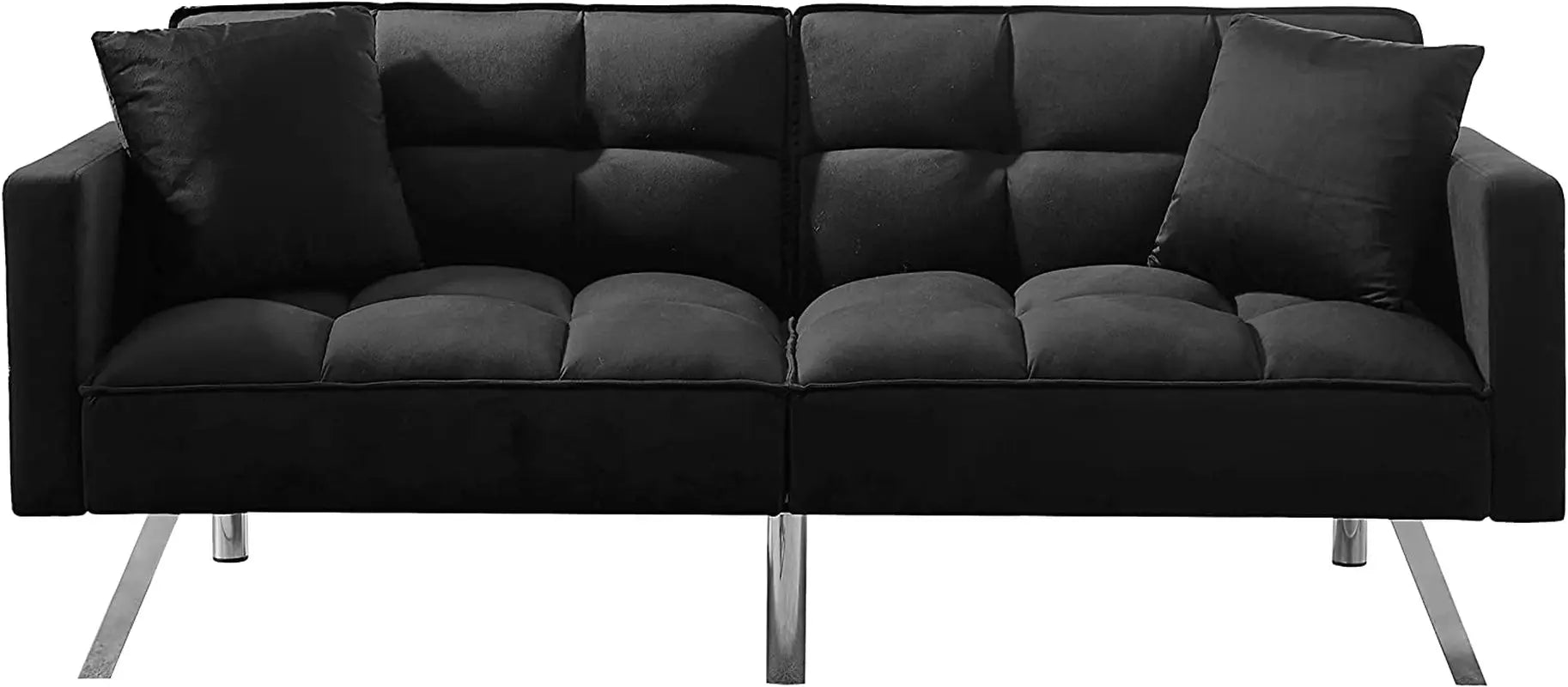 Adjustable Loveseat Sofa Bed with Metal Legs Peach Maple