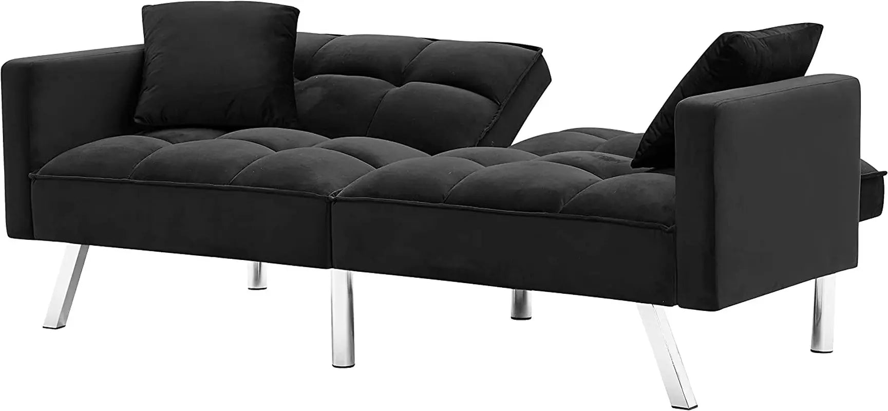 Adjustable Loveseat Sofa Bed with Metal Legs Peach Maple