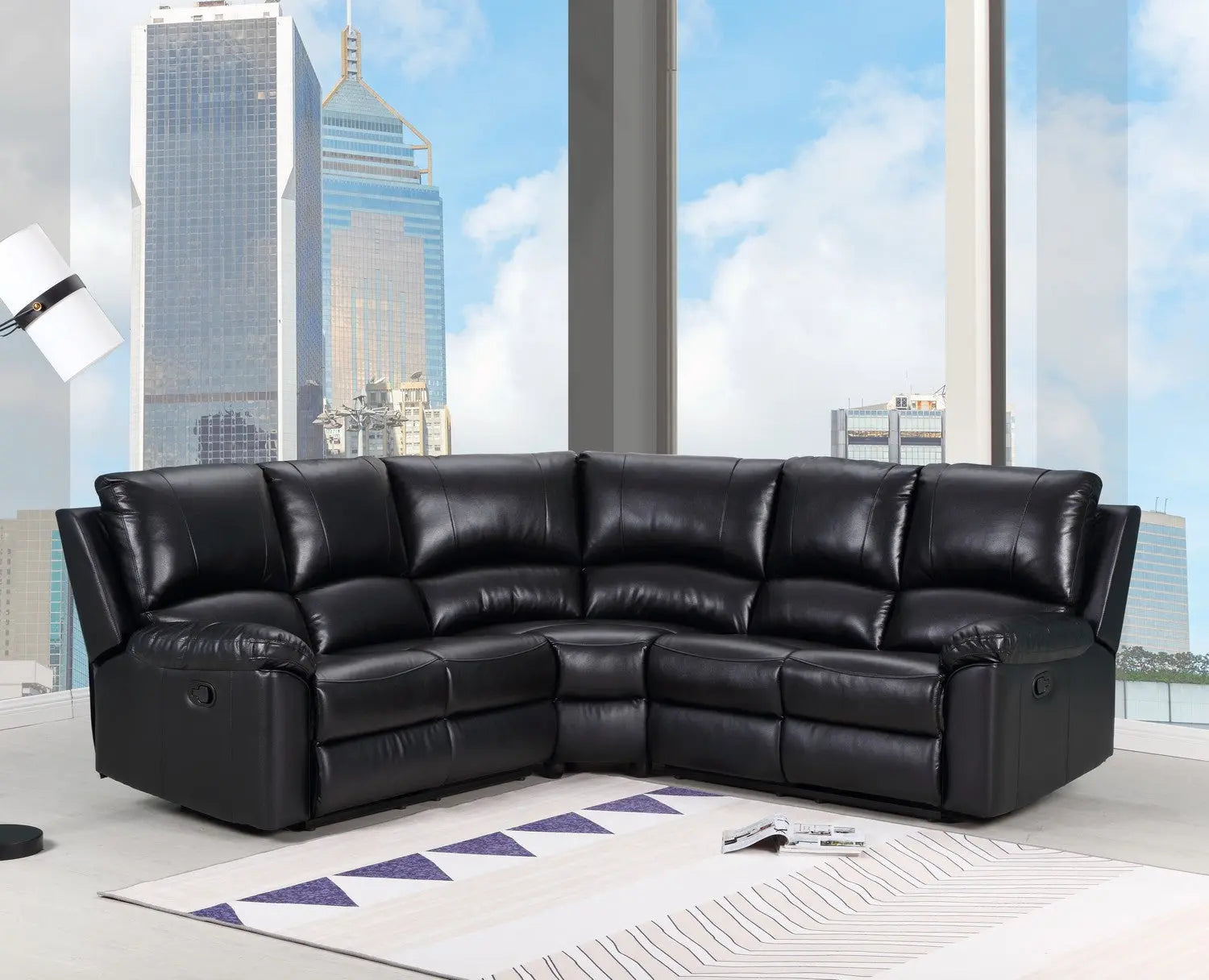 80inches X 80inches X 39inches Black  Power Reclining Sectional Jade