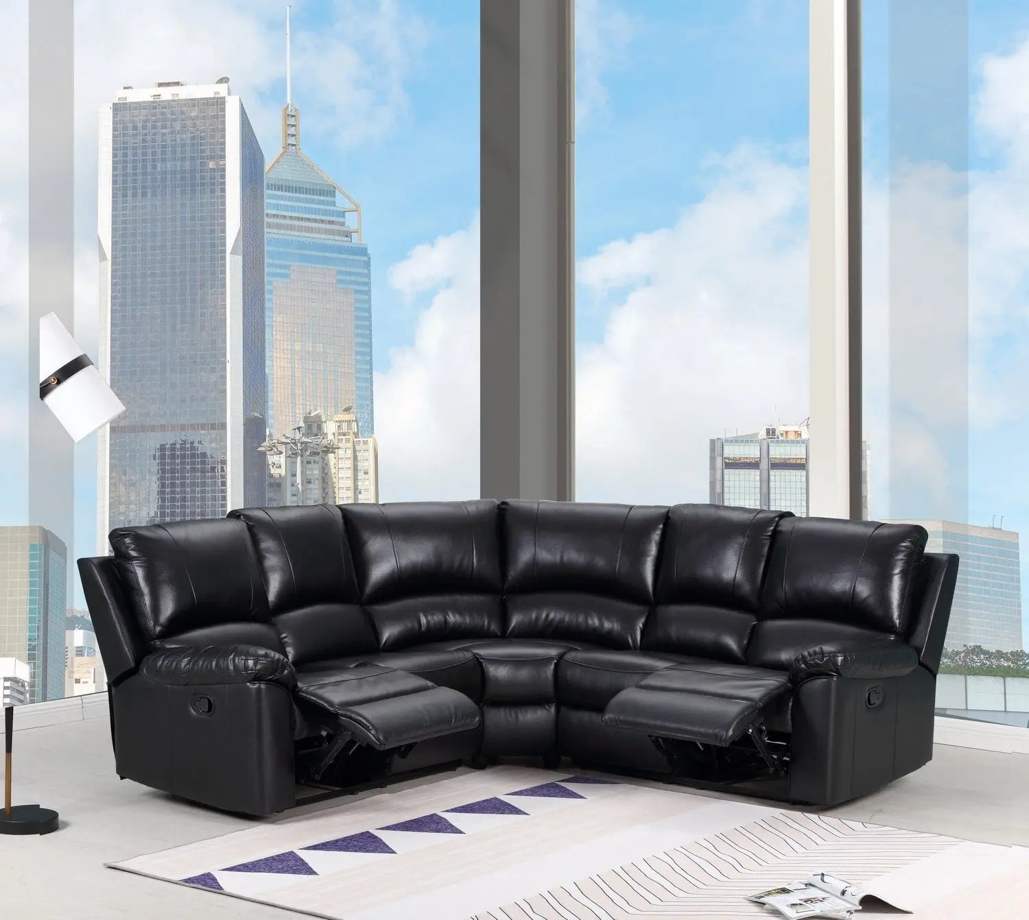80inches X 80inches X 39inches Black  Power Reclining Sectional Jade