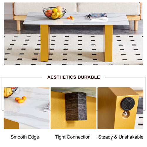 Modern Minimalist Tempered Glass With Sticker Desktop Coffee Table And Dining Table, Paired With Golden MDF Decorative Columns. Computer Desk. Game Table. CT-1546 CJDropshipping