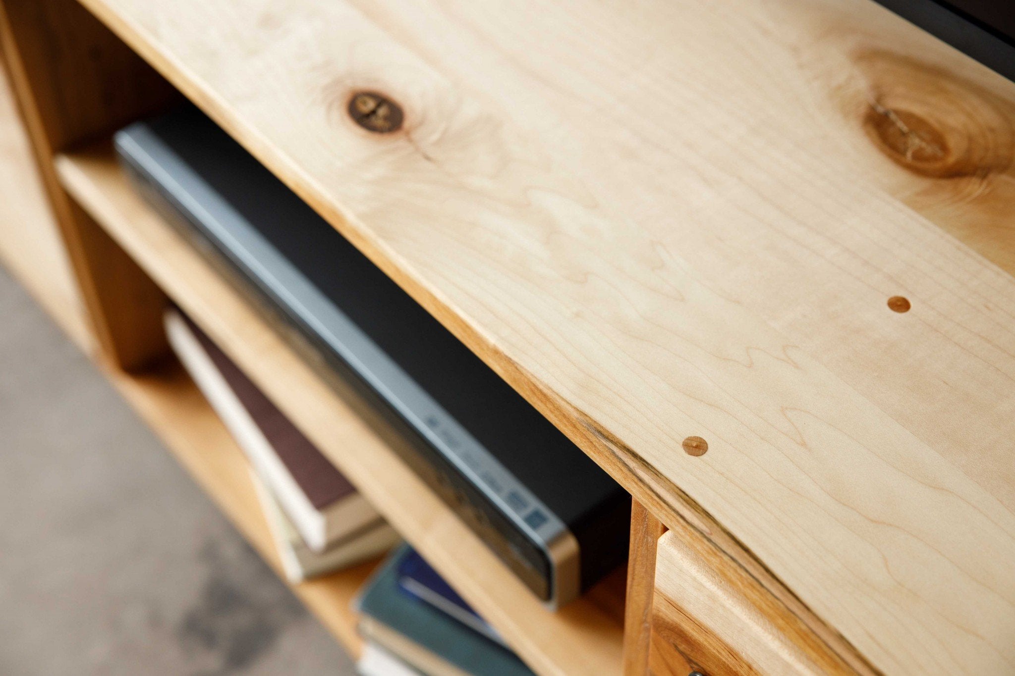 Natural Maple And Black Steel TV Stand or Media Center Jade