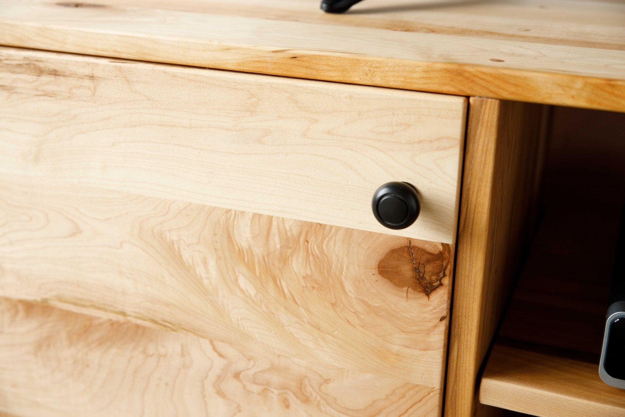 Natural Maple And Black Steel TV Stand or Media Center Jade