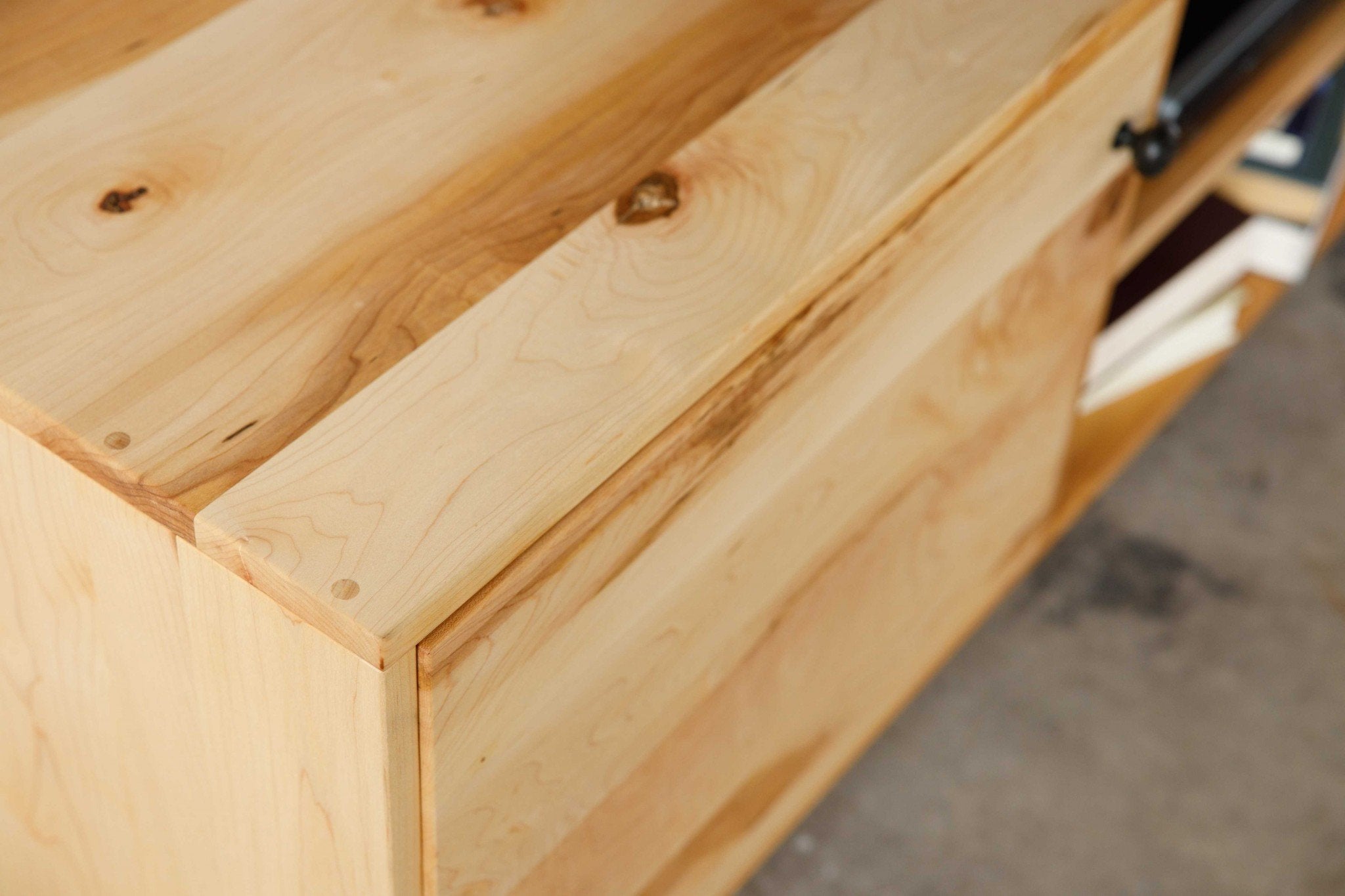Natural Maple And Black Steel TV Stand or Media Center Jade