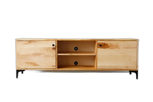 Natural Maple And Black Steel TV Stand or Media Center Jade
