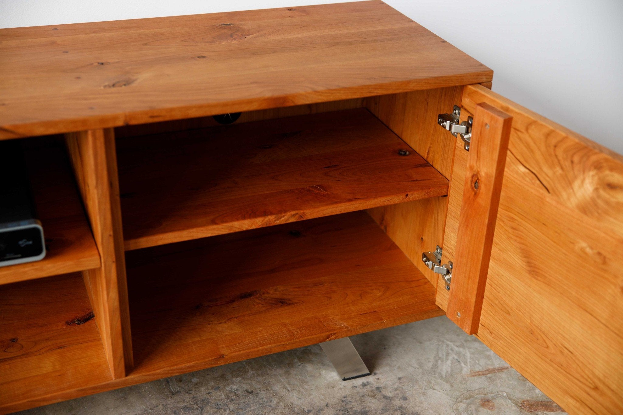 Retro Warm Natural Cherry And Steel TV Stand and Media Center Jade