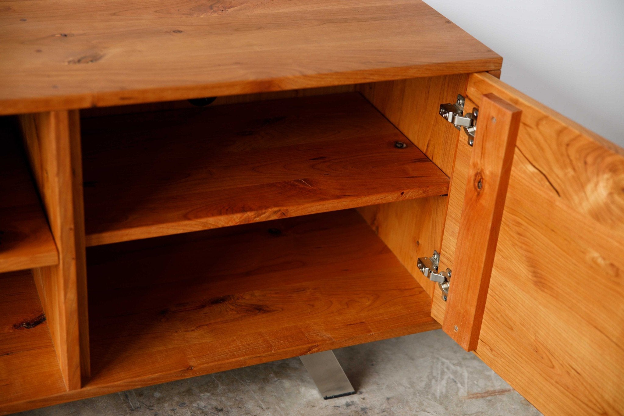 Retro Warm Natural Cherry And Steel TV Stand and Media Center Jade