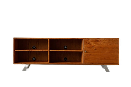 Retro Warm Natural Cherry And Steel TV Stand and Media Center Jade