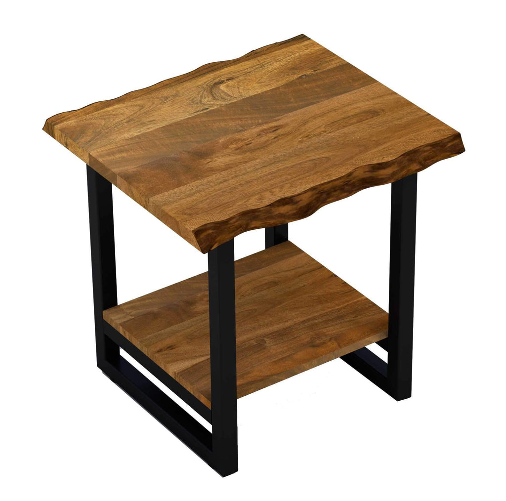 Modern Rustic Live Edge Acacia Wood End Table Jade