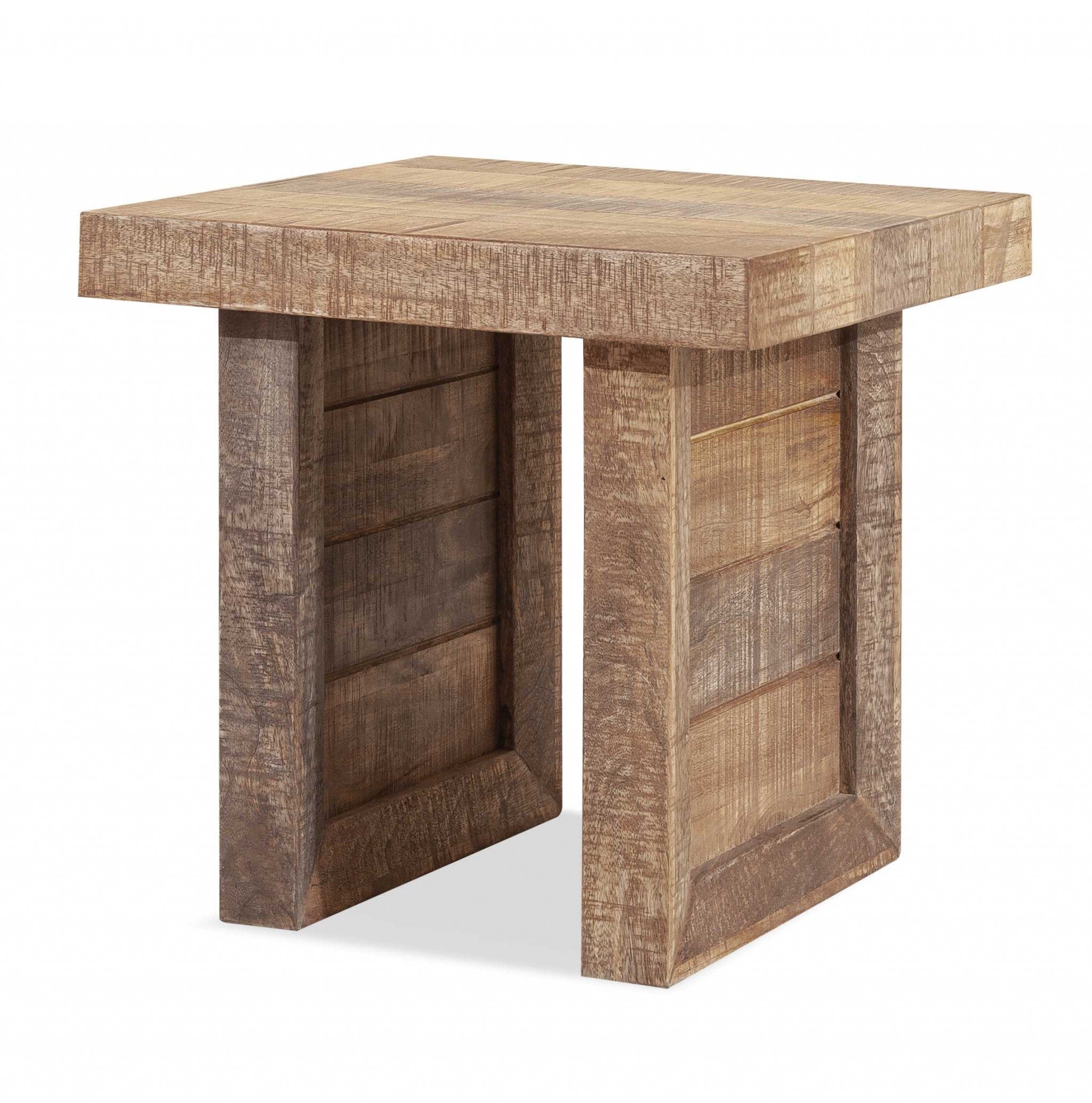Solid Wood Butcher Block Style End or Side Table Jade