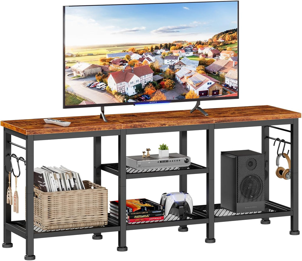 TV Stand for Tvs up to 55 Inch, Entertainment Center with Open Storage Peach Maple