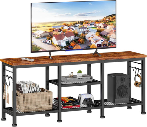 TV Stand for Tvs up to 55 Inch, Entertainment Center with Open Storage Peach Maple