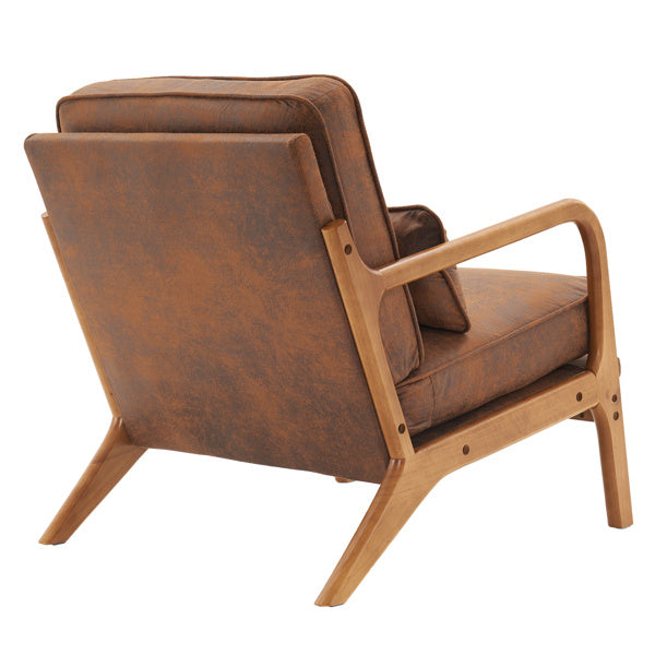 Armrests, Single Lounge Chair, Oak, Upholstered, Foil Stamping Cloth, Orange, Interior Lounge Chair, N101