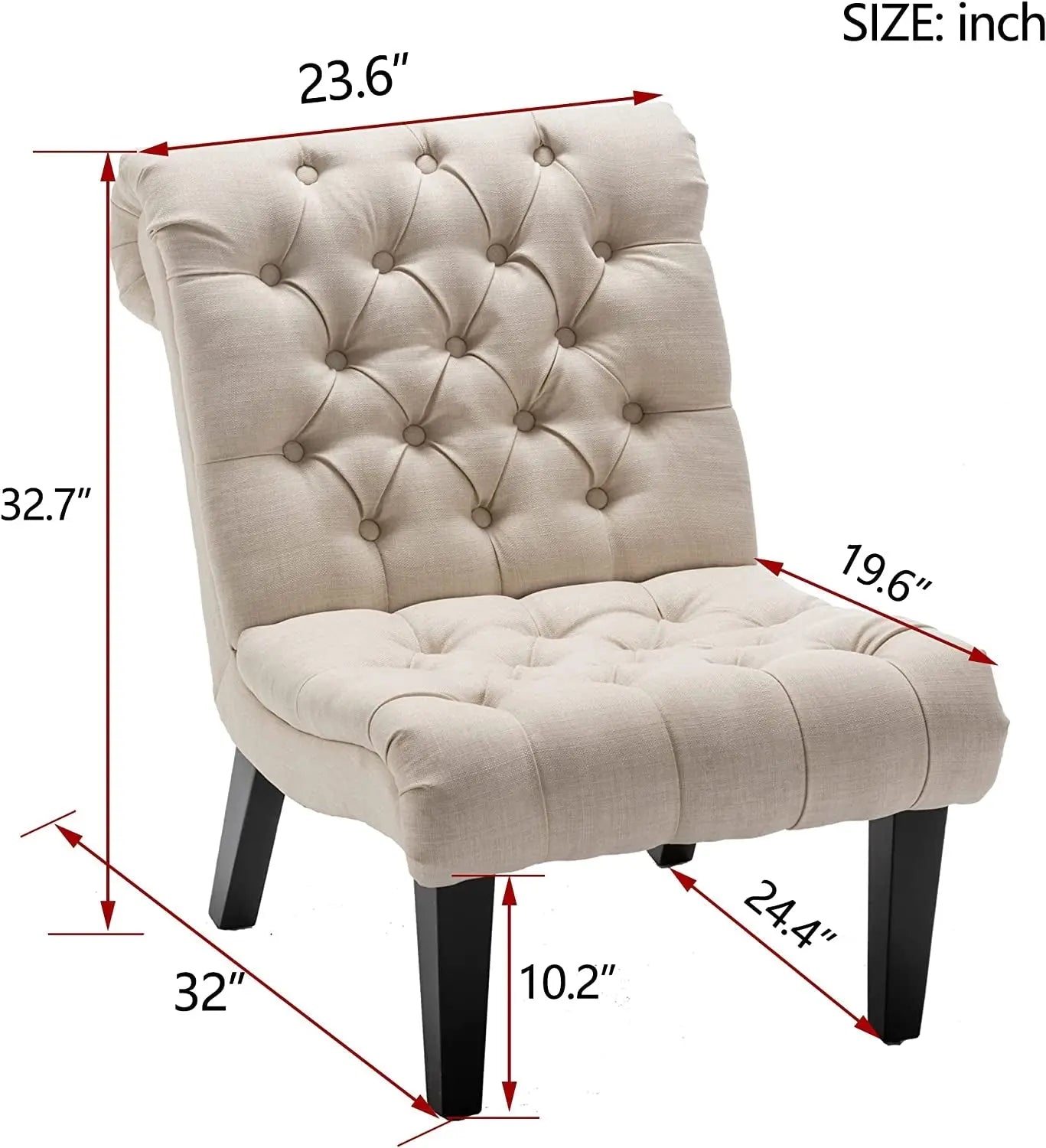 Stylish Cream Accent Chair with Wood Legs Peach Maple