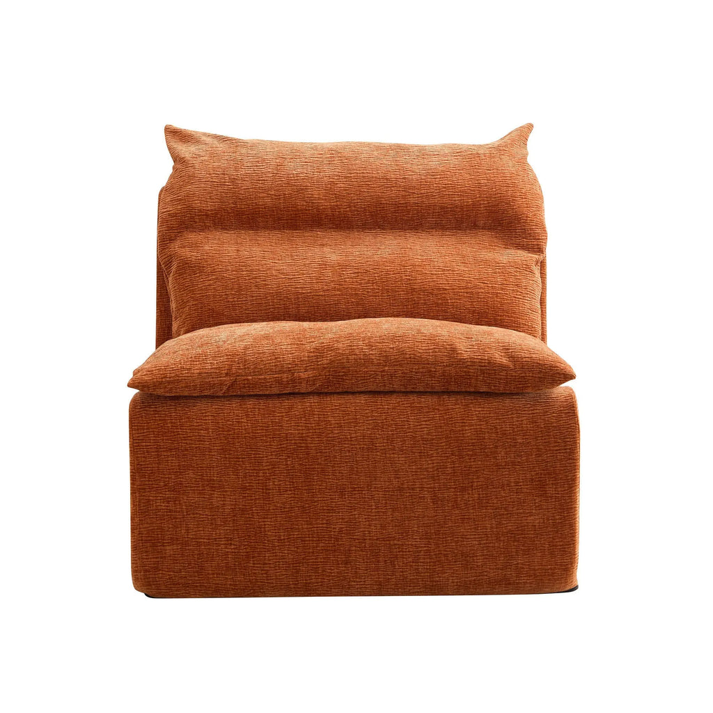 Accent Armless Chair Lazy Floor Seating, Single Chair Sofa Lounger Sangria Beech