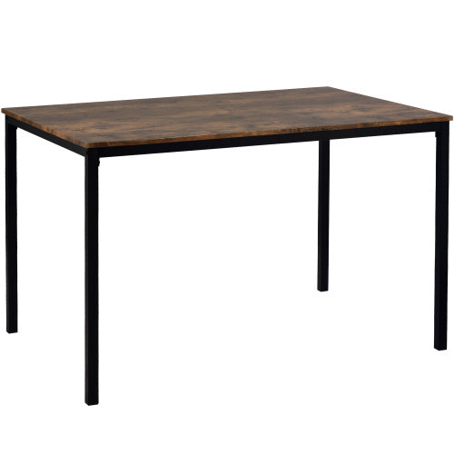 Dining Table Chair And Bench Set 6 Wooden Steel Frame Industrial Style Kitchen Dining Table Set