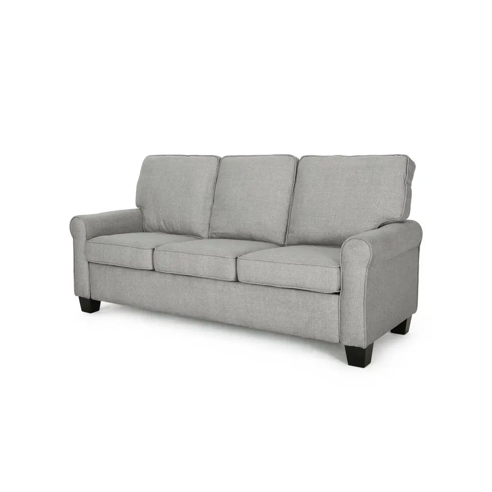 Traditional Grey Fabric 3-Seater Sofa Peach Maple