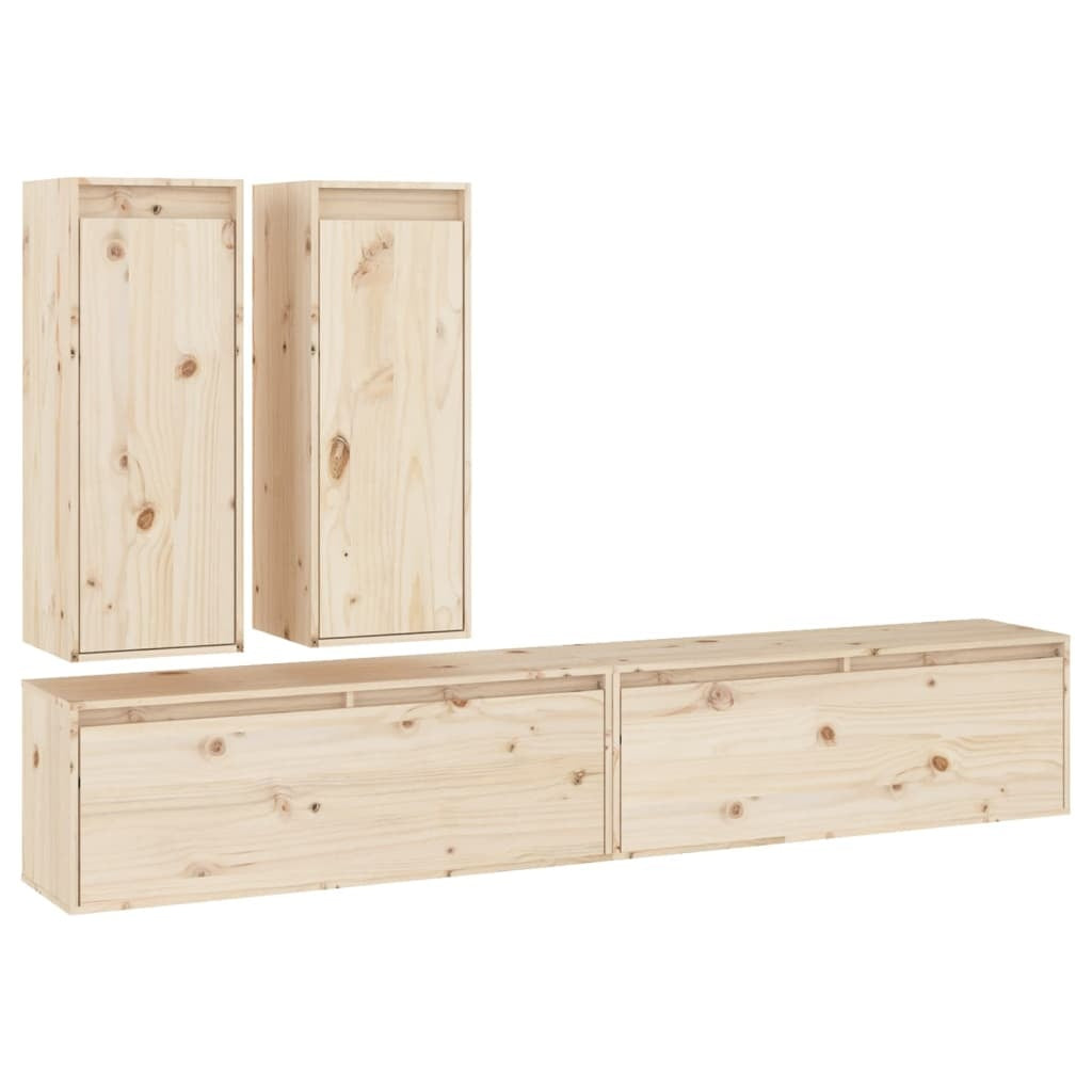 TV Cabinets 4 pcs Solid Pinewood