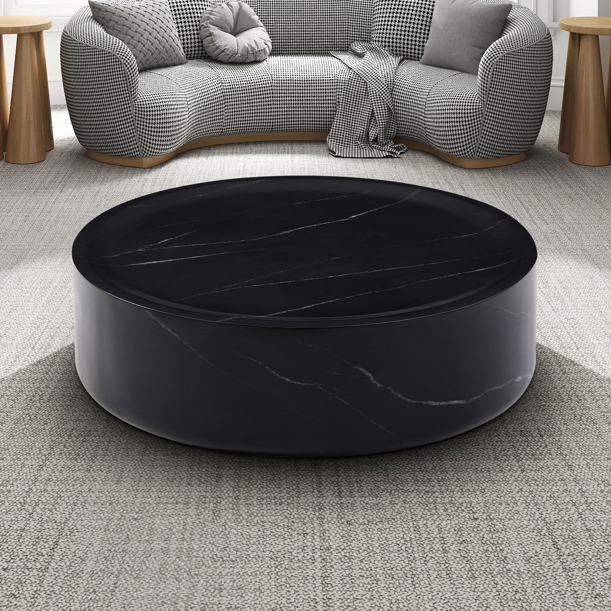 31.49'' Round coffee table,Sturdy Fiberglass table for Living Room, No